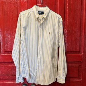 Polo by Ralph Lauren Men's Striped Shirt in Blue and Yellow